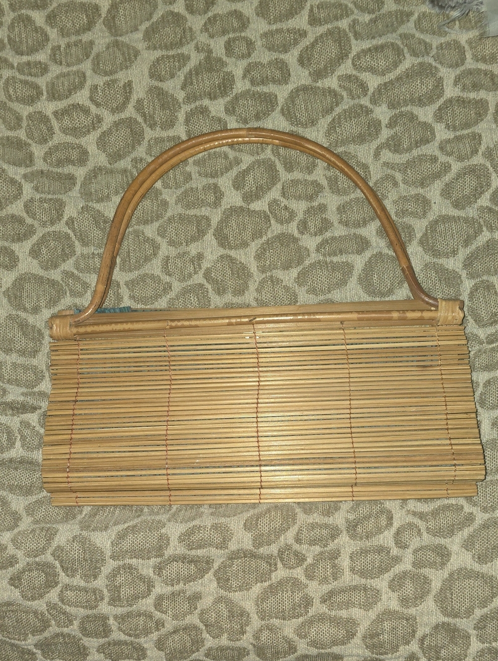 Natural Bamboo Handbag with Top Handle - Tan